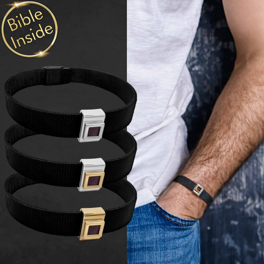 Biblical Gifts for Men Black Mesh Bracelets with Scripture Inside - My Nano Jewelry

